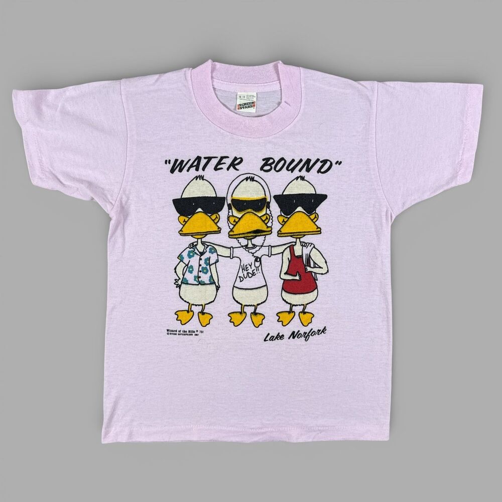 Vtg Lake Norfork Youth T-Shirt 80s Water Bound Pink Made in USA Sz Kids 10-12